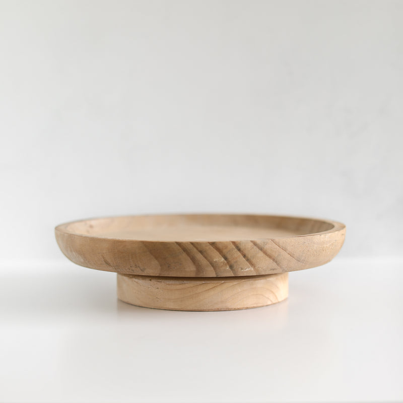 Round Wooden Rotating Pedestal Tray