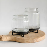 Glass Jar with Metal Stand - set of 2