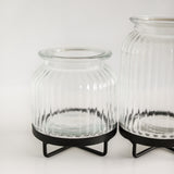 Glass Jar with Metal Stand - set of 2