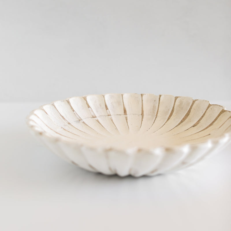 Mango Wood Scalloped Bowl