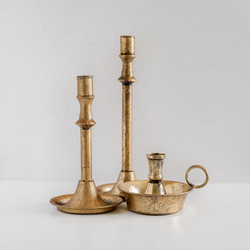 Distressed Gold Taper Candlestick