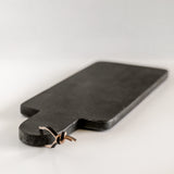 Black Marble Cheese/Cutting Board with Leather Tie