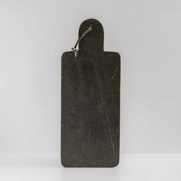 Black Marble Cheese/Cutting Board with Leather Tie