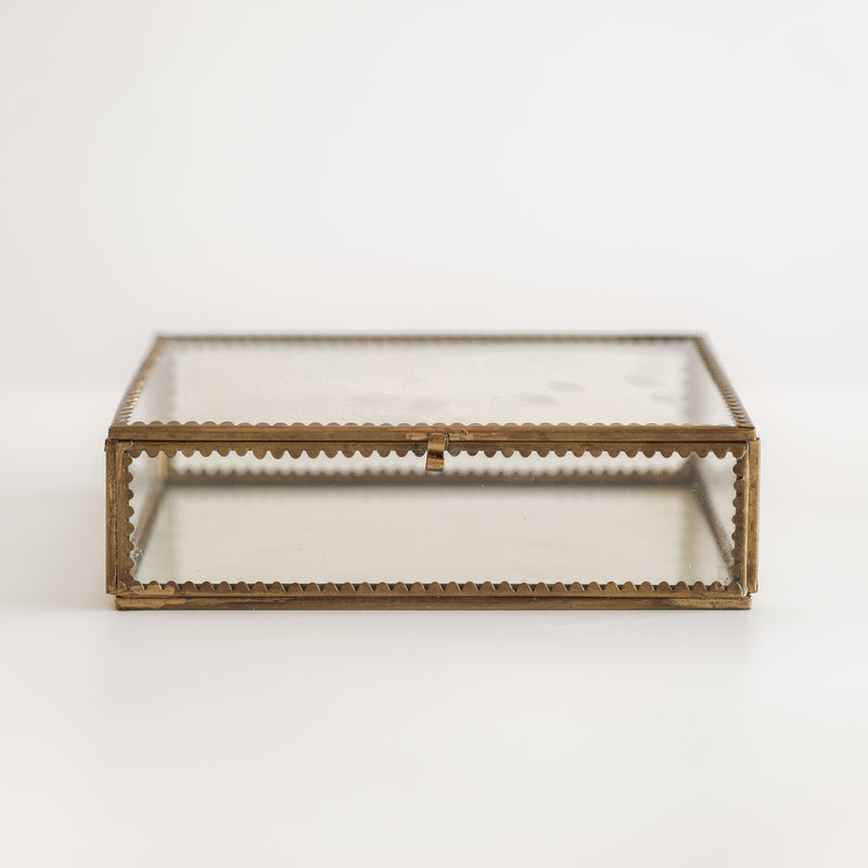 Brass & Glass Display Box with Scalloped Edges