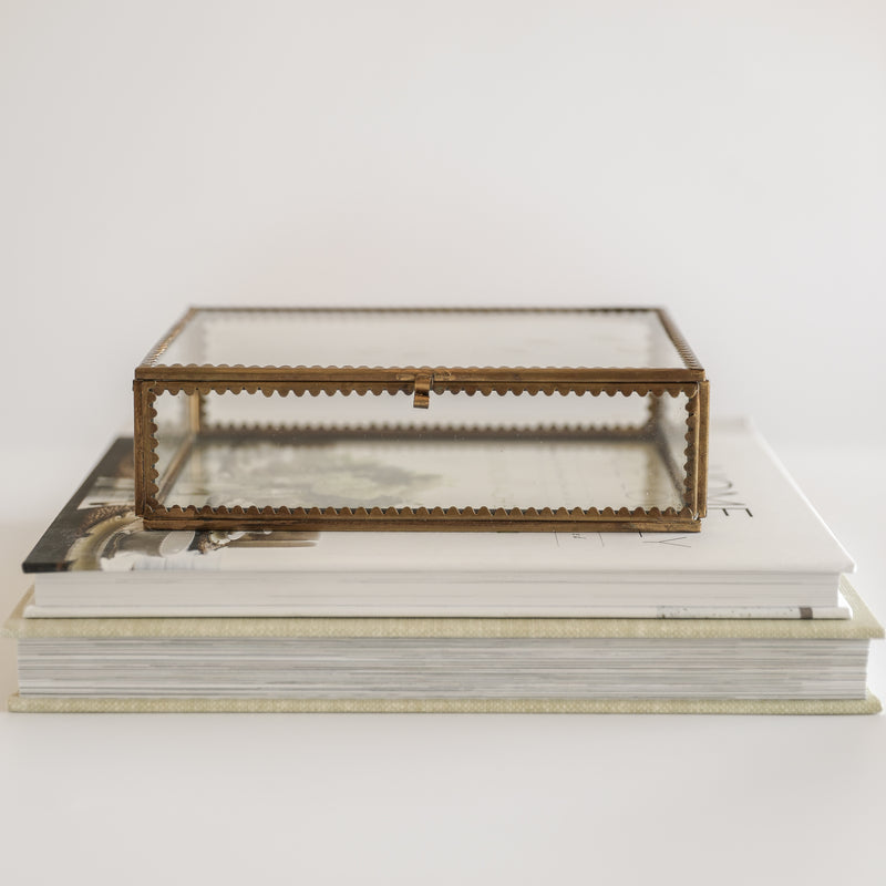 Brass & Glass Display Box with Scalloped Edges