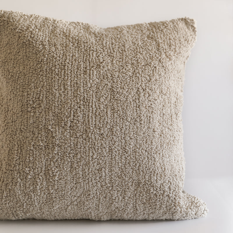 Beige Textured Cotton Pillow