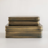 Antique Brass Metal Boxes - Set of Two