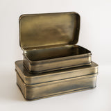 Antique Brass Metal Boxes - Set of Two