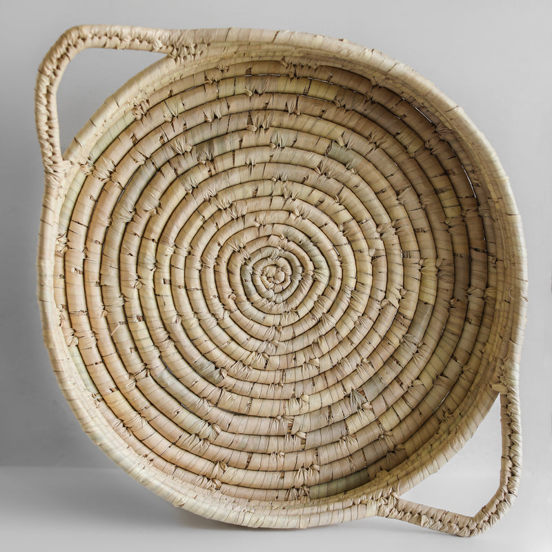 Hand-Woven Grass Basket with Handles