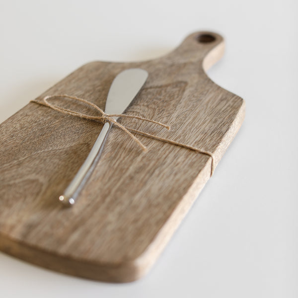 Mango Wood Cutting Board with Knife