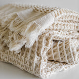 Cotton Waffle Throw with Fringe