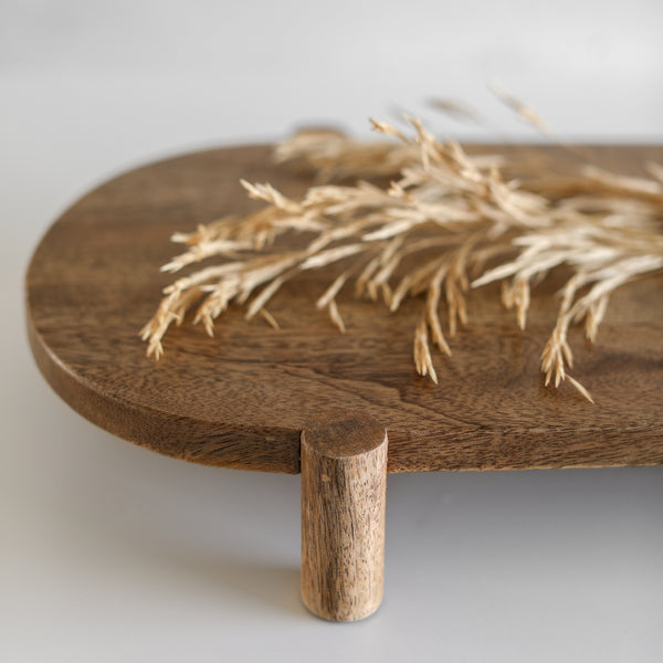 Mango Wood Footed Pedestal Tray