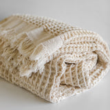 Cotton Waffle Throw with Fringe