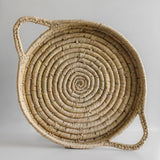 Hand-Woven Grass Basket with Handles