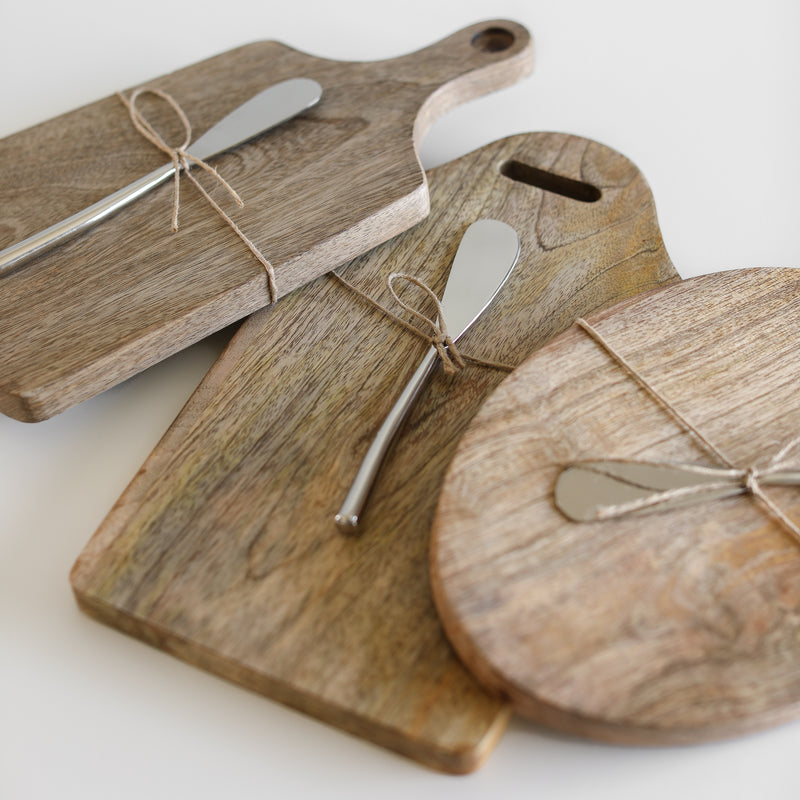 Mango Wood Cutting Board with Knife