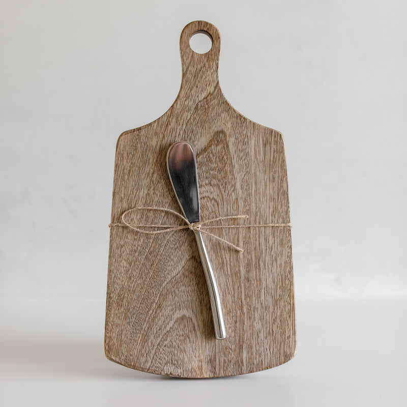 Mango Wood Cutting Board with Knife