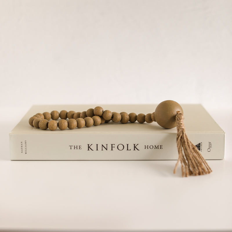 Wood Beads with Jute Rope Tassel