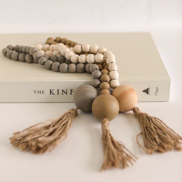 Wood Beads with Jute Rope Tassel