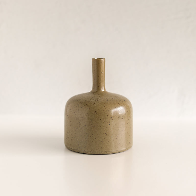 Olive Green Speckled Stoneware Vase