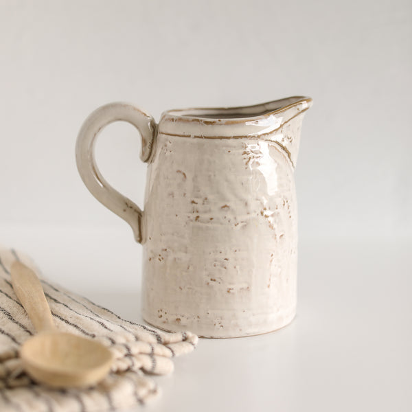 Rustic Stoneware Textured Pitcher