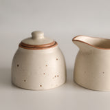 Speckled Stoneware Creamer and Sugar Jar Set