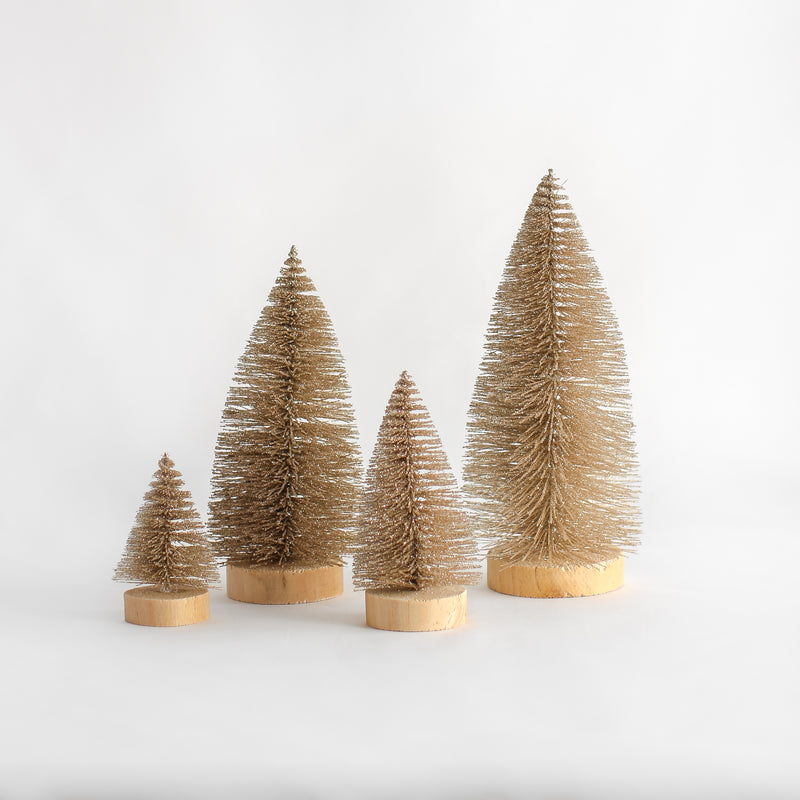 Silver and Gold Glitter Mini Bottle Brush Tree Set