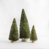 Sisal Bottle Brush Trees with Wood Base - Set of 3