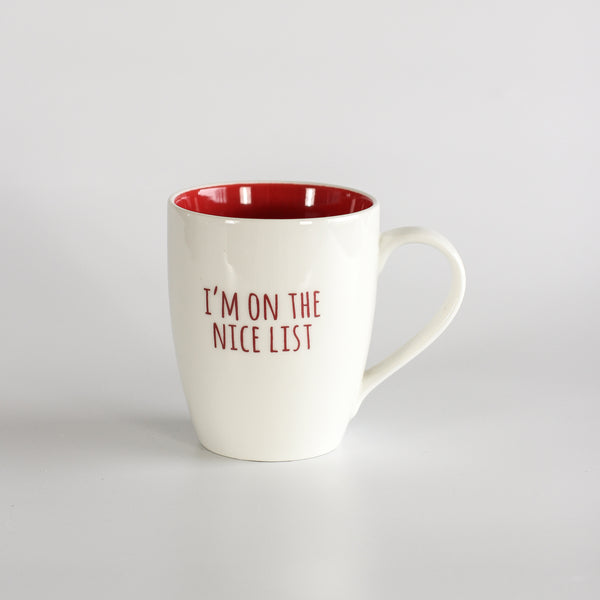 Red and White Christmas Saying Mug