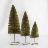 Set of 3 Green Wire Base Bottle Brush Trees