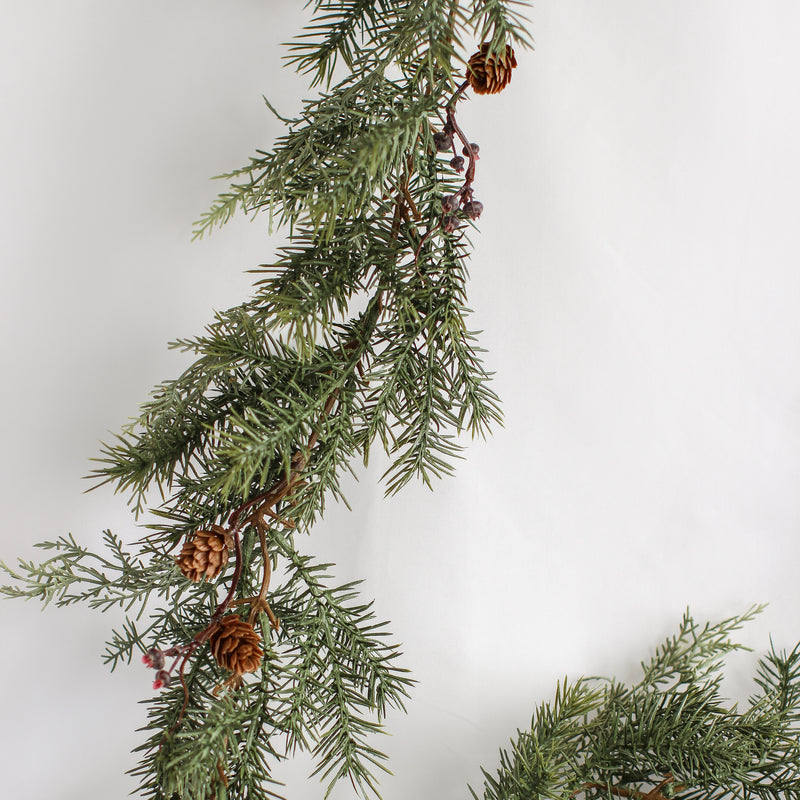 Pine and Cypress Garland with Berries and Pinecones