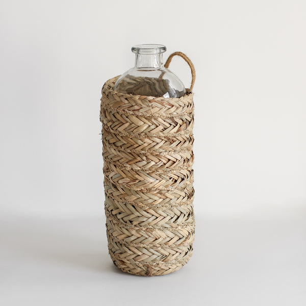 Hanging Woven Seagrass Wrapped Bottle