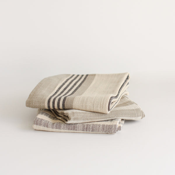 Woven Cotton Striped Tea Towels, Set of 3