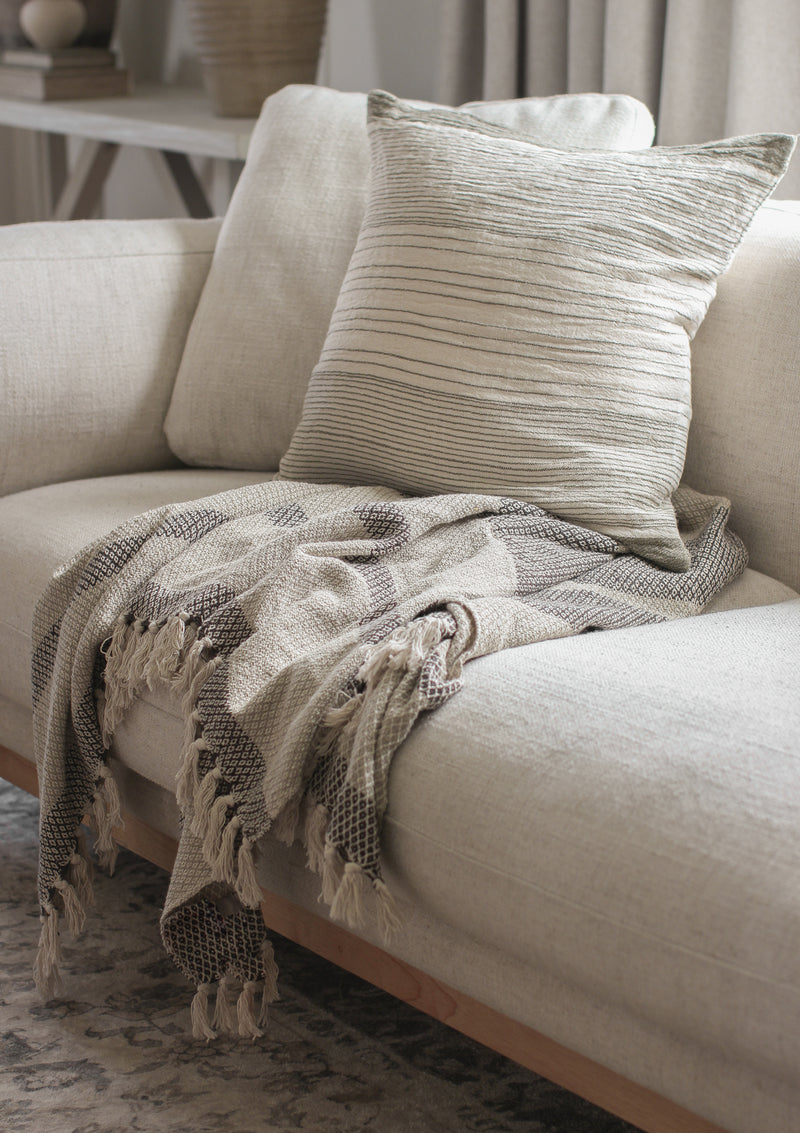 Cotton Double Cloth Stripe Throw Pillow