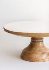 White Enameled Wood Pedestal Tray