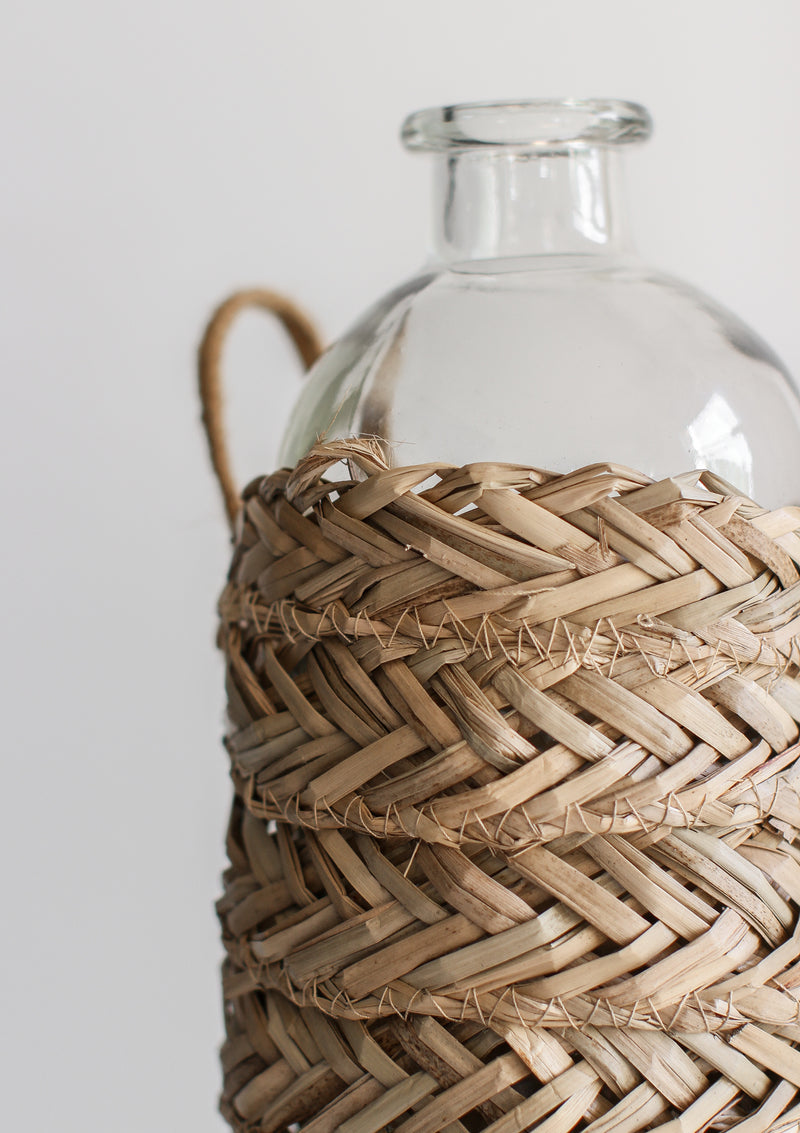 Hanging Woven Seagrass Wrapped Bottle